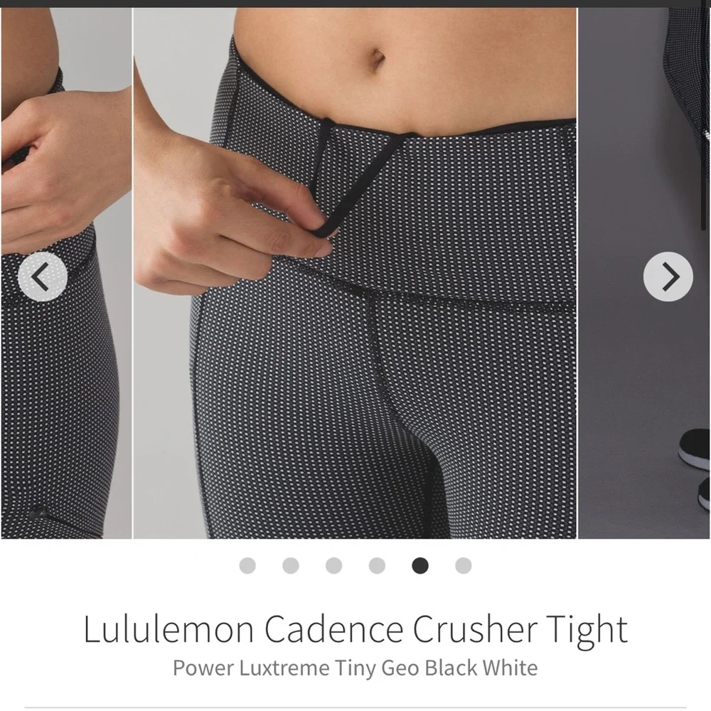 Lululemon cadence crusher tights tiny geo black white Sz 8 - Picture 3 of 8